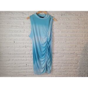 Boohoo Plus Size 20 22 Blue Cut Out Slit High Neck Sleeveless Mini Dress BLU262E